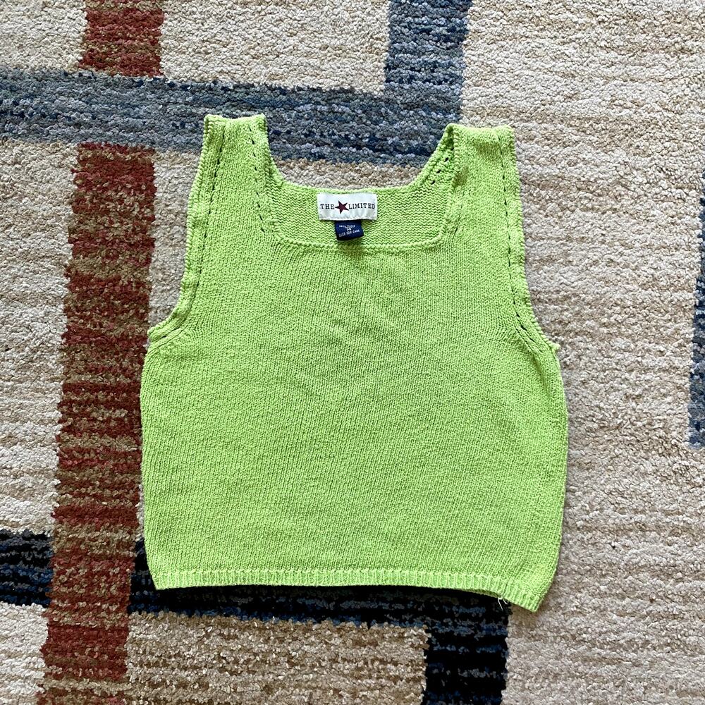 The Limited Vintage Y2K Lime Green Knit Tank Top Cotton Summer
